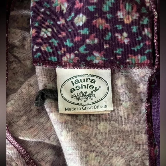 Vintage 80s Laura Ashley Prairie Needlecord Cottagecore Puff Shoulder Dress - Picture 7 of 11